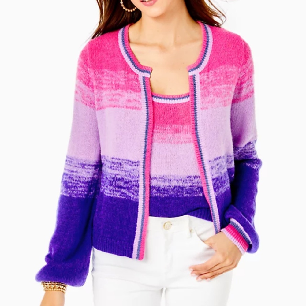 Lilly Pulitzer tessalyn purple and pink cardigan size XS